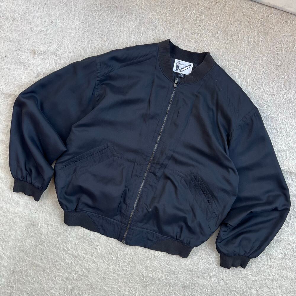 Vintage Goouch 100% Silk Black Bomber Jacket – Size M